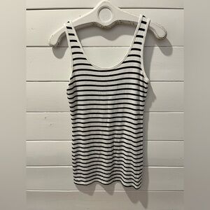 Oui Black & White Striped Tank Top - Size 4